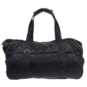 CHANEL Black Logo Boston Bag